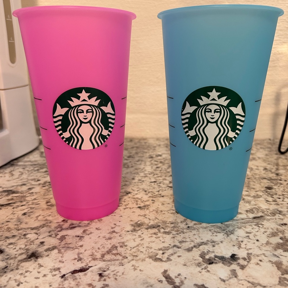 Starbucks Vibrant Pink and Blue Tumblers